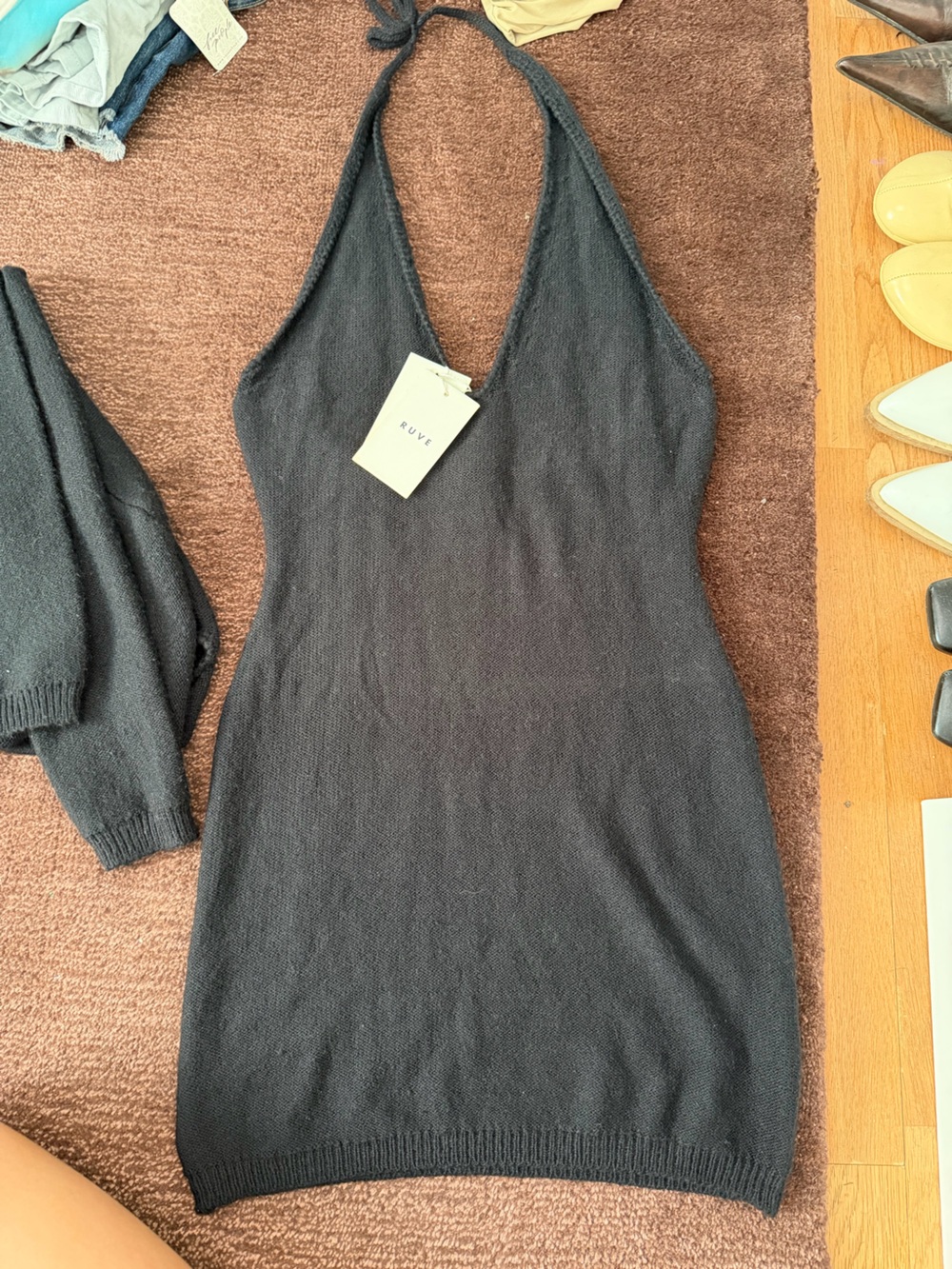 Ruve Shop Women's black Halter knit dress and bolero